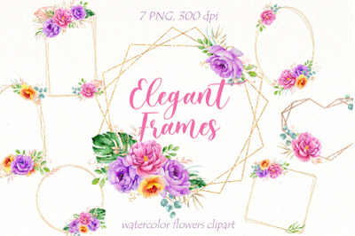 Watercolor Peonies Clipart, Floral Frame PNG | Flowers wreath