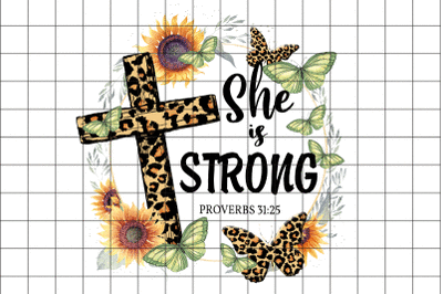 Christian She Is Strong Graphic Design