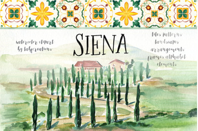 Siena Watercolor Tiles Folk Italy