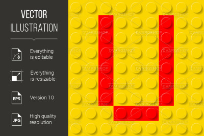 Letter U in construction kit.