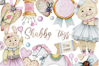 Shabby toys markers clipart