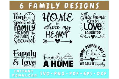 Family Quotes SVG Bundle, 6 Designs, Family Sayings SVG, Family Shirt