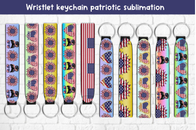 Wristlet keychain patriotic sublimation | Key fob wristlet