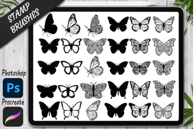 Butterfly Stamps Brushes for Procreate and Photoshop.Mandala Butterfly