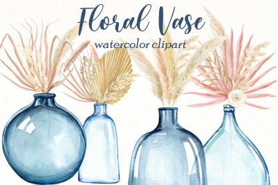 Pampas Vase watercolor Clipart | Flowers vases png graphics