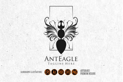 Vintage luxury ant logo mascot silhouette