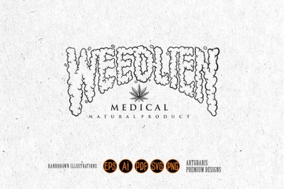 Weed alien word lettering typography monochrome