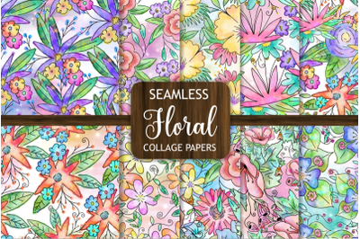 seamless Floral Watercolor Pattern Papers Set 2