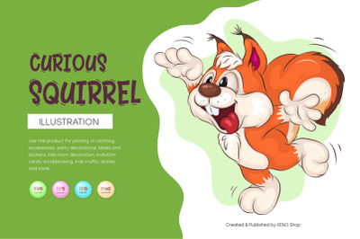 Curious Cartoon Squirrel. Clipart.