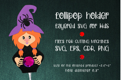 Witch and Spider|Halloween Lollipop Holder Template SVG