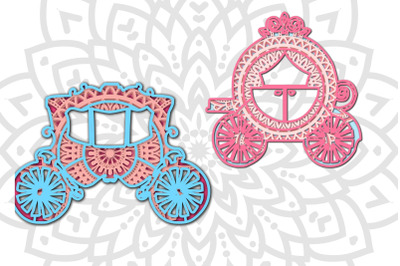 3d Princess Carriage SVG Mandala 5 Layers Cut File