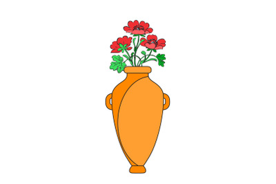 Colored vases with blooming flowers for decoration and interior. Red p