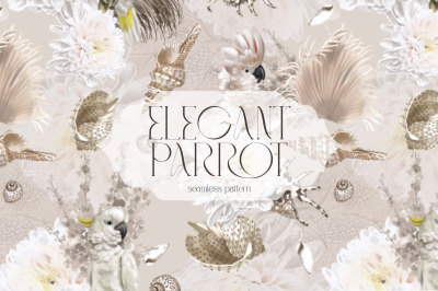Elegant Parrot - wallpaper pattern