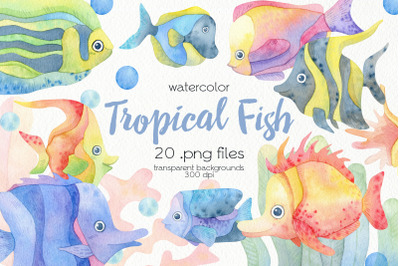 Watercolor Tropical Fish Clipart