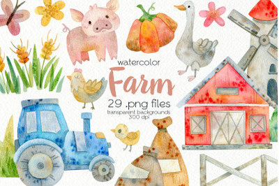 Watercolor Farm Clipart