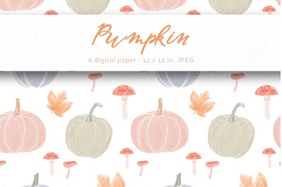 Pumpkin digital paper, fall pattern