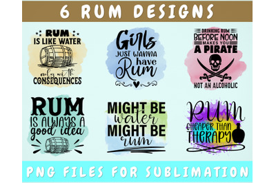 Rum Sublimation Designs Bundle, 6 Rum Quotes PNG Files, Rum Sayings PN