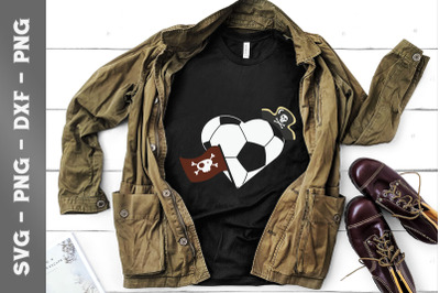 Vintage Pirate Soccer Heart with Skull