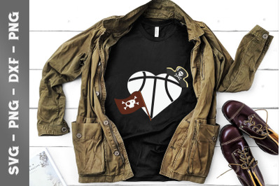 Vintage Bketball Heart with Skull