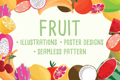 Fruit posters, banners, patterns