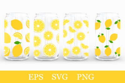 Lemon Can Glass Wrap sublimation. Lemon Can Glass template