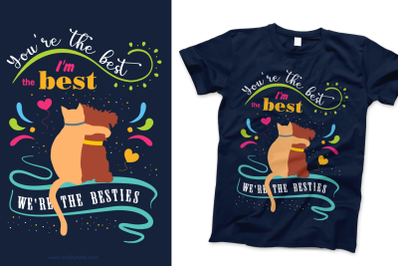 Besties Cat and Dog funny SVG quote clipart.
