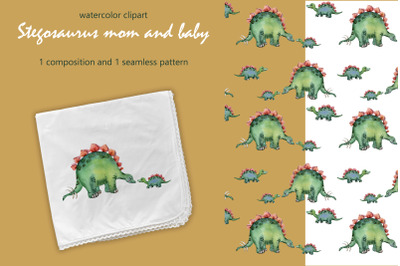 Stegosaurus mom and baby