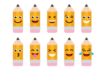 Cute Emoji Pencil Clipart