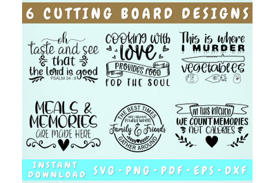 Cutting Board Quotes SVG Bundle, 6 Designs, Cutting Board Sayings SVG