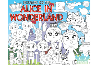 Alice in Wonderland Digital Stamps - Lime and Kiwi Designs