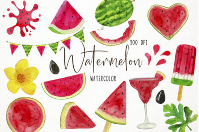 Watercolor Watermelon Clipart, Watermelon Graphics, Fruits Clipart