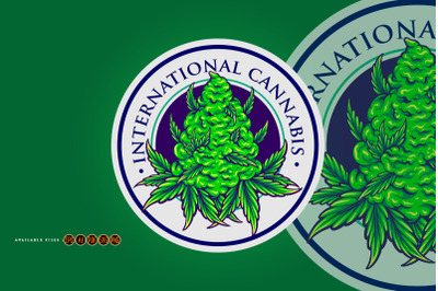 International cannabis Plant vintage logo badge Illustrations