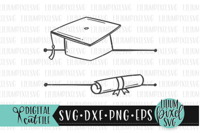 Graduate Cap and Diploma Name Frame - Graduation SVG