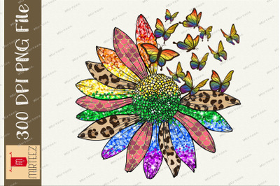 LGBT Butterfly Sunflower Sublimation PNG