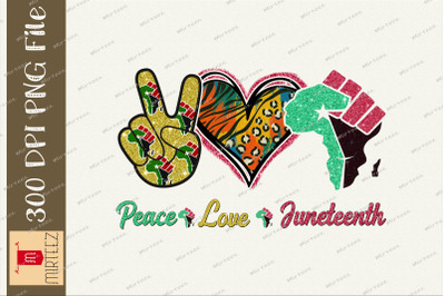 Peace Love Juneteenth Day Fist PNG