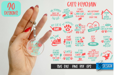 Cats SVG Bundle | Round Keychain Designs | Pets Keychain