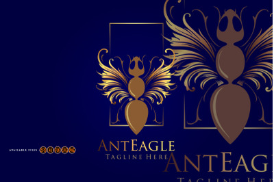 Vintage luxury ant Gold logo mascot SVG