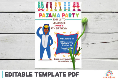 Digital Invitation Sleepover Pajama Party PDF