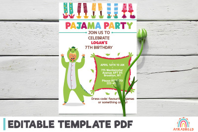 Digital Invitation Sleepover Pajama Party PDF