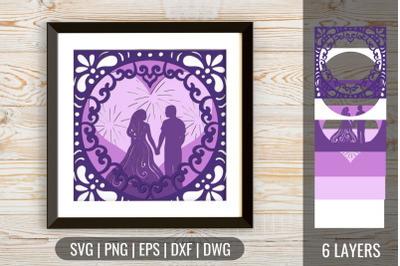 3D Wedding Shadow Box 2 SVG