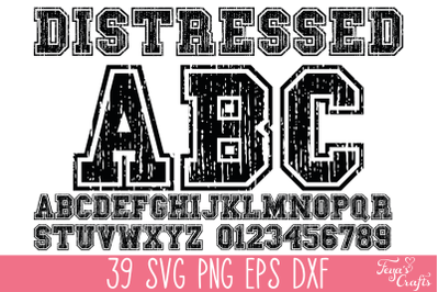 Distressed Varsity SVG Alphabet