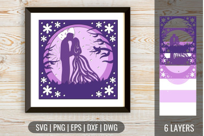 3D Wedding Shadow Box 4 SVG