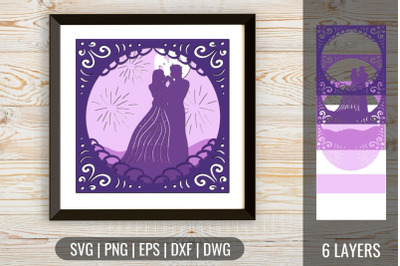 3D Wedding Shadow Box 5&nbsp;SVG