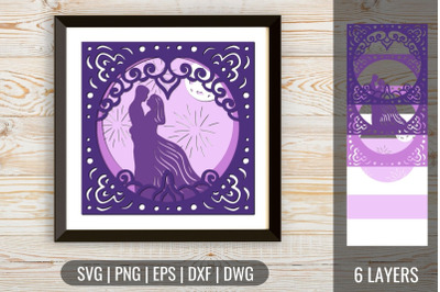 3D Wedding Shadow Box 6&nbsp;SVG