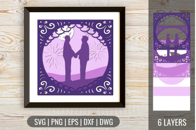 3D Wedding Shadow Box 7&nbsp;SVG