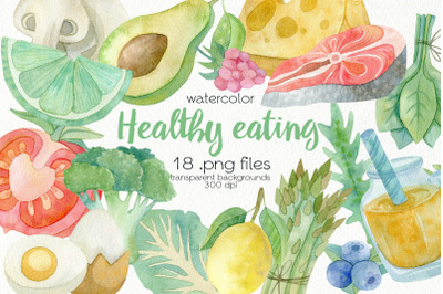 Watercolor Healthy Eating Clipart