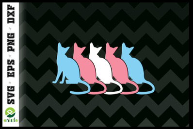 Trans Pride Cat LGBT Trans Flag