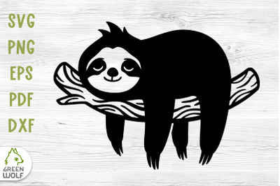 Sloth svg Sleeping sloth on branch svg file for cricut dxf png