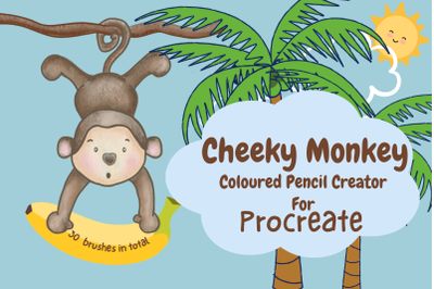 Procreate Cheeky Monkey Coloured Pencil Illustration Creator