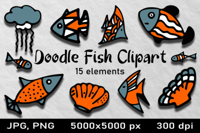 Cute Fish Clipart PNG Illustrations. Under the Sea Clipart.